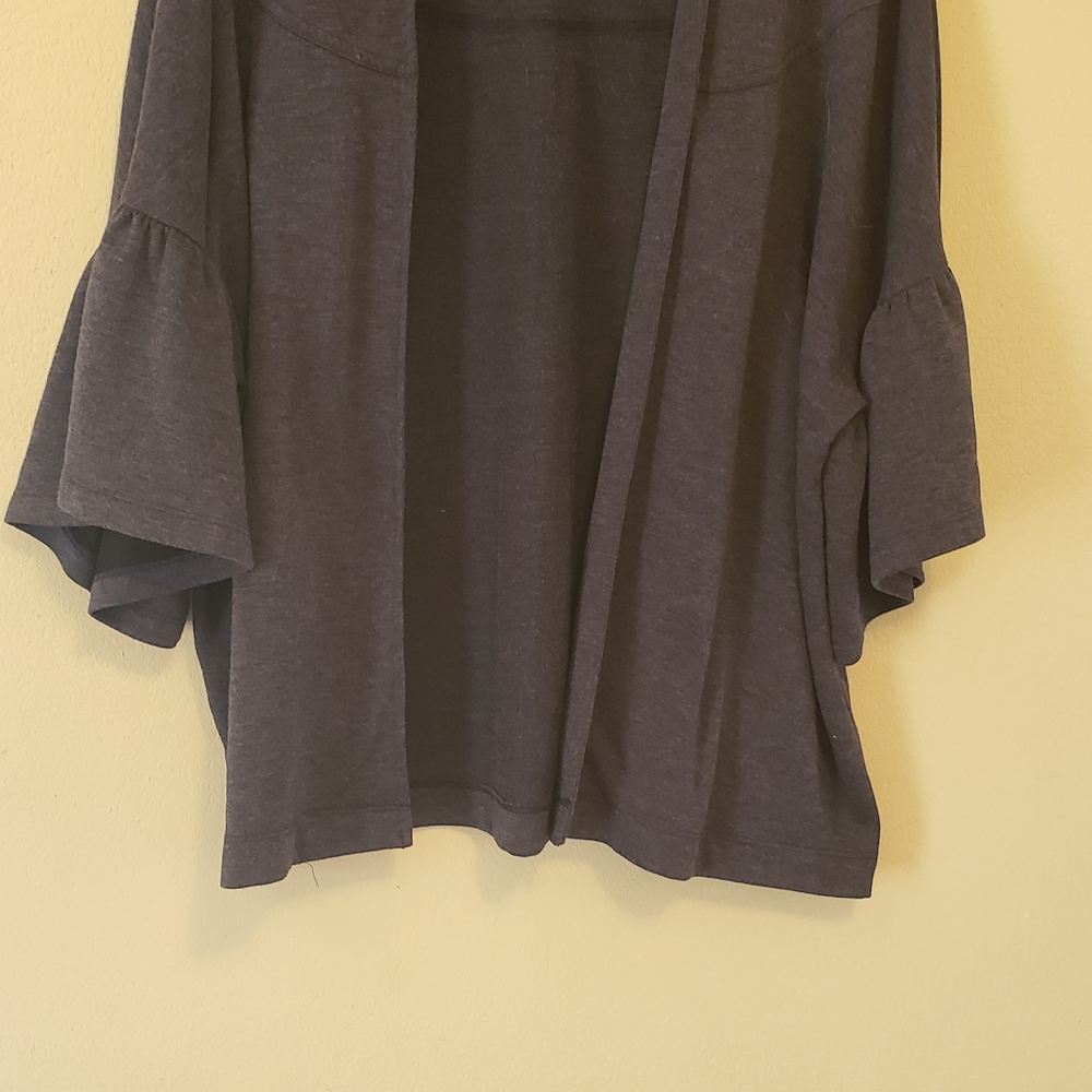 Pebble and Stone Dark Gray Blouse with Flared Sleeves